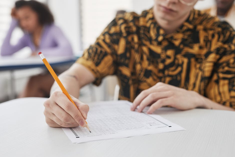 Student in a quiet room taking a full-length timed practice exam