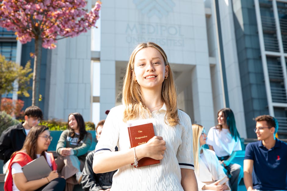 Group of students talking on a university campus, representing real program experiences.