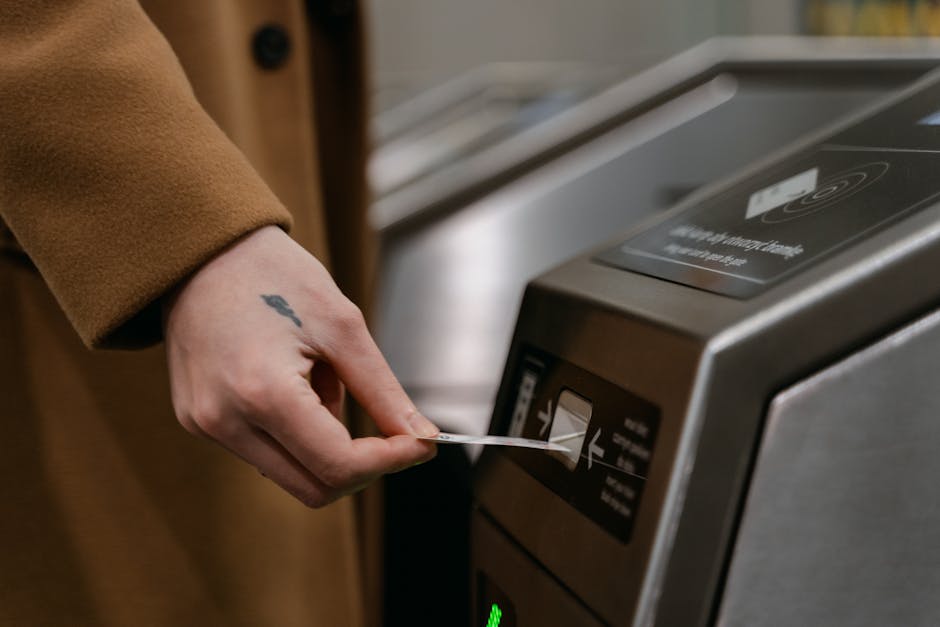 Person using public transport in a city with transit pass, illustrating daily travel budget