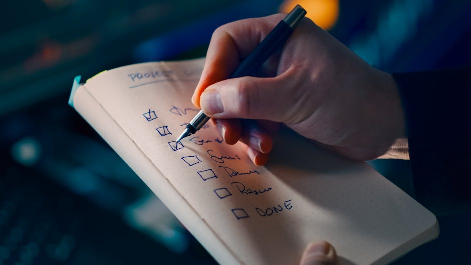 Student reviewing a printed checklist and notes during a campus visit