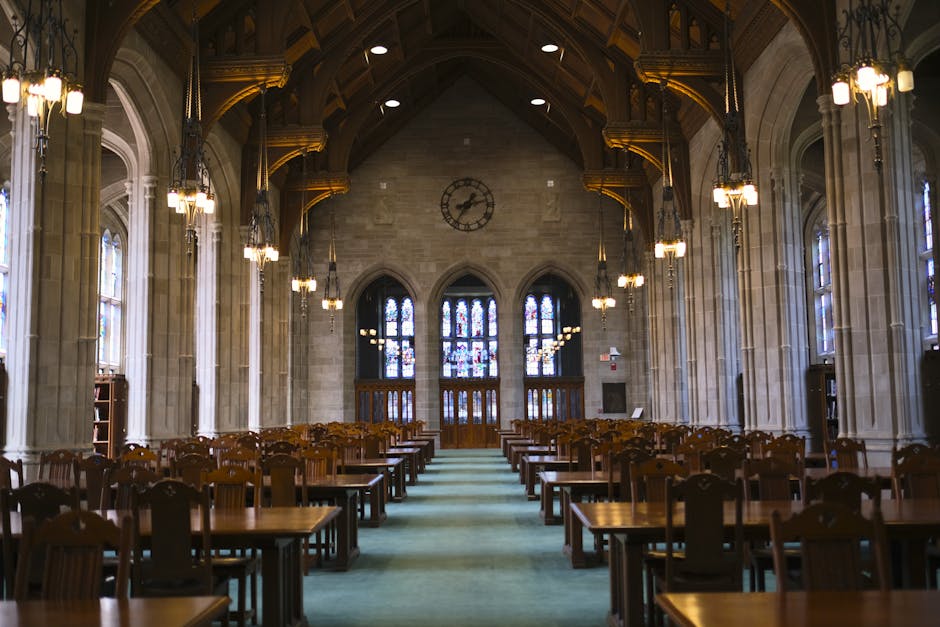 Students eating in a busy campus dining hall